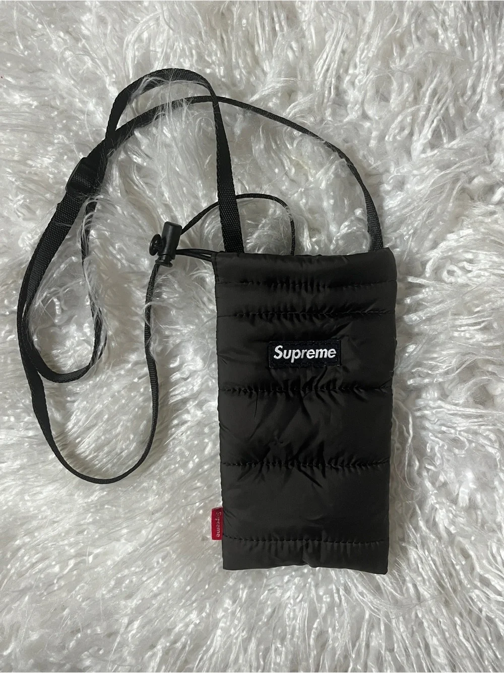 Supreme Black Quilted Crossbody Pouch